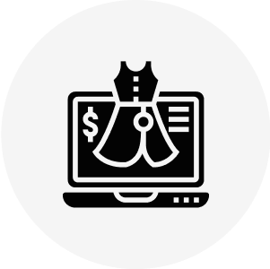 Online clothing shopping icon on screen.